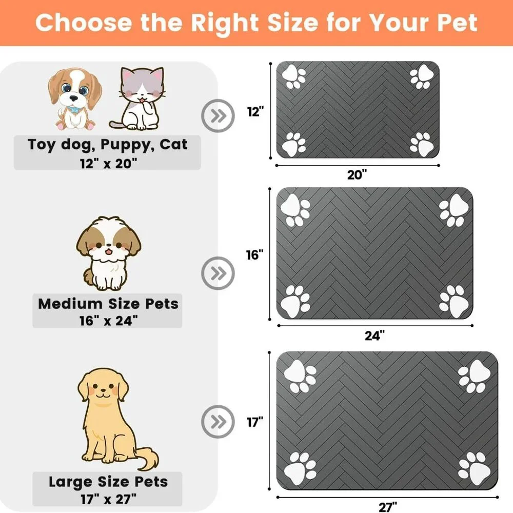 Pet Feeding Mat-Absorbent Pet Placemat for Food and Water Bowl, with Waterproof